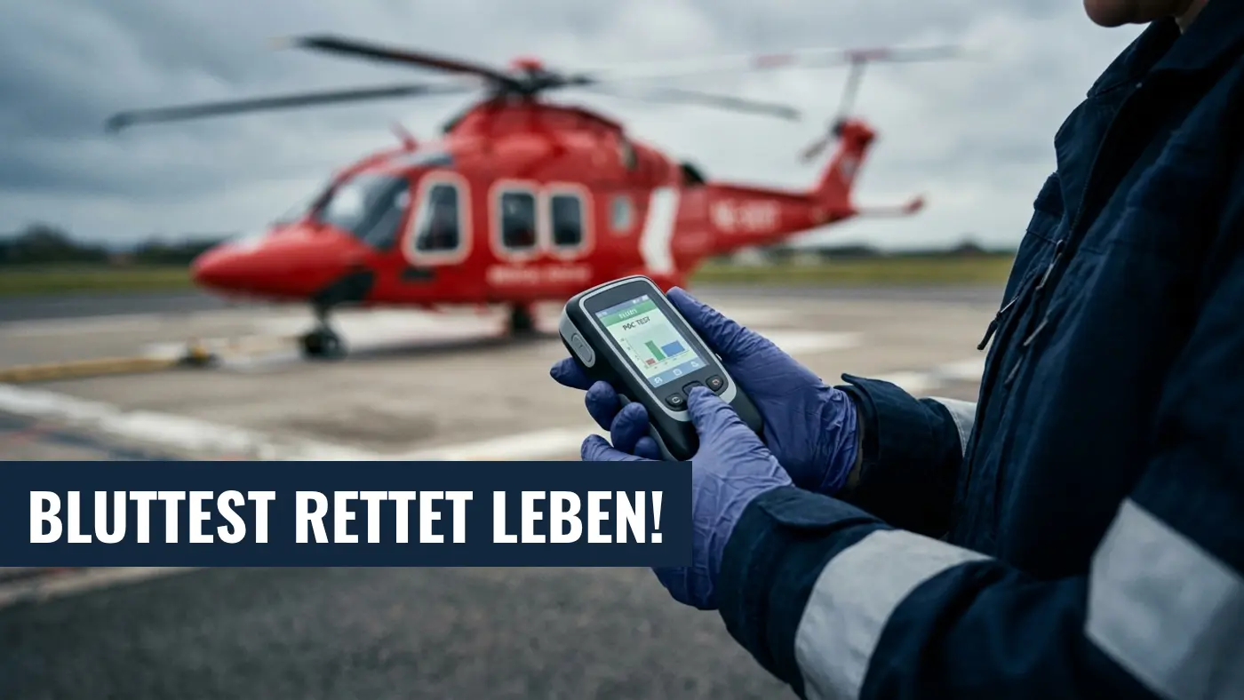 DRF Luftrettung testet neuen Bluttest für Hirnblutungen am Einsatzort
