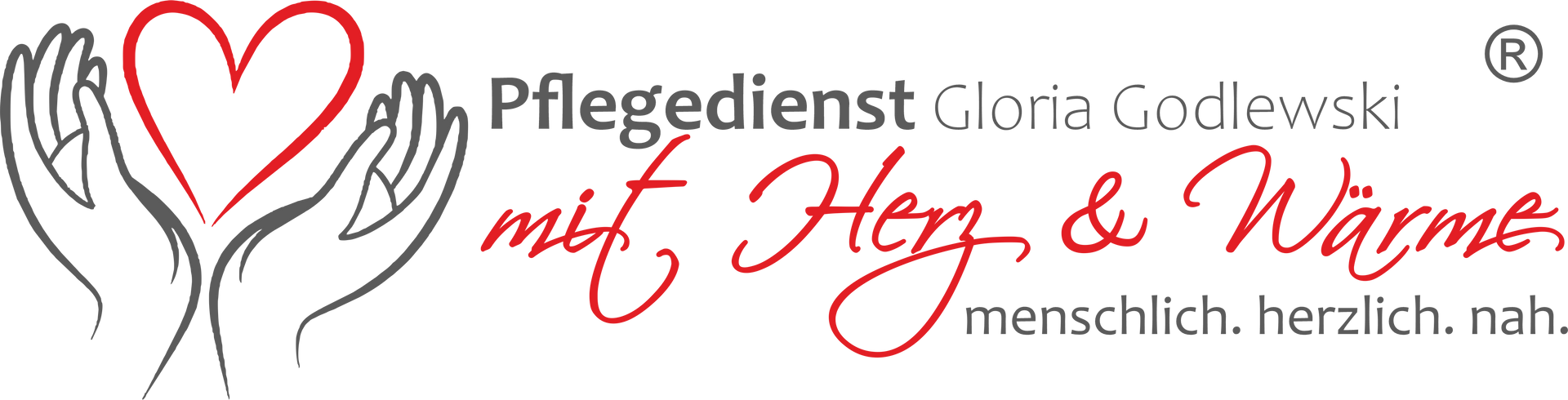 Pflegedienst Gloria Godlewski mit Herz & Wärme menschlich.herzlich.nah. Logo