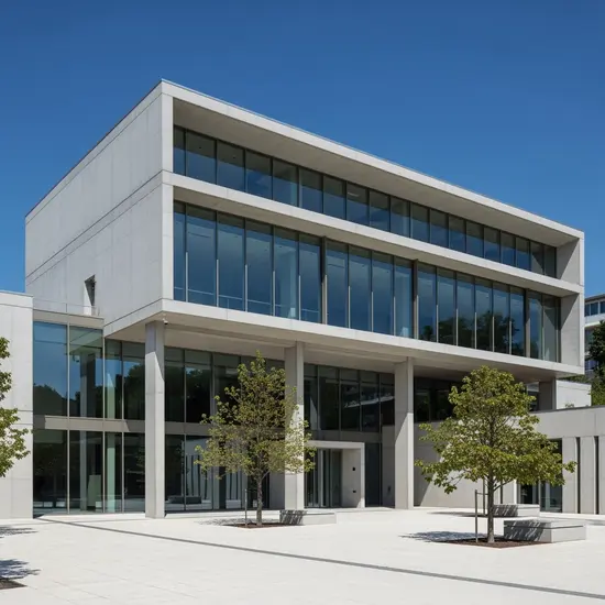 Modernes Gebäude mit dezentem Firmencharakter, Tageslicht und klarer Architektur, symbolisiert Stabilität und Tradition ohne sichtbare Schriftzüge.