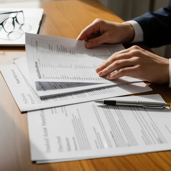 Detailaufnahme von Händen, die einen Medikamentenplan und Arztbriefe sortieren, strukturierte Vorbereitung auf den Begutachtungstermin.