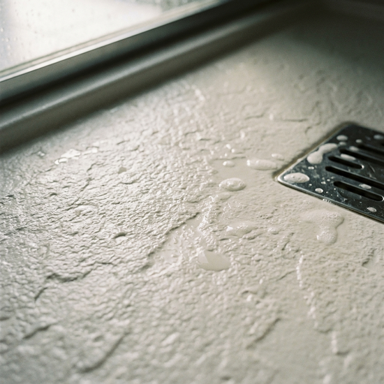 Nahaufnahme einer rutschfesten Duschwanne mit Struktur