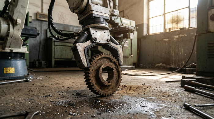 Greifzange hebt Gegenstand vom Boden auf