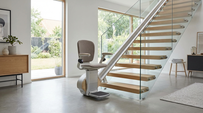 Moderner Treppenlift in einem Wohnhaus