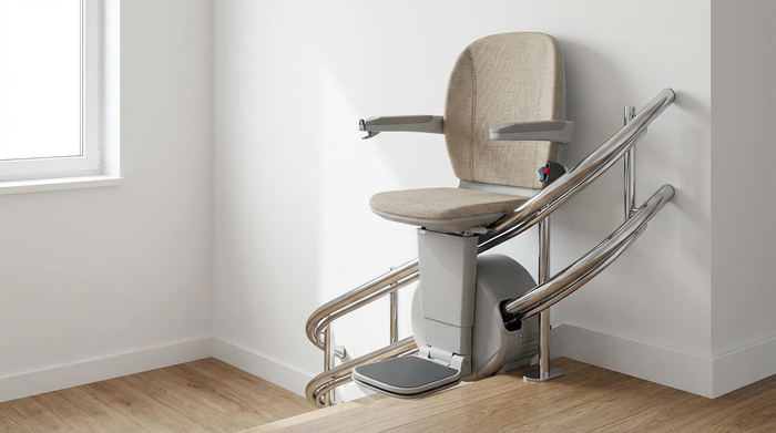 Gepflegter, generalüberholter Treppenlift in neutraler Umgebung