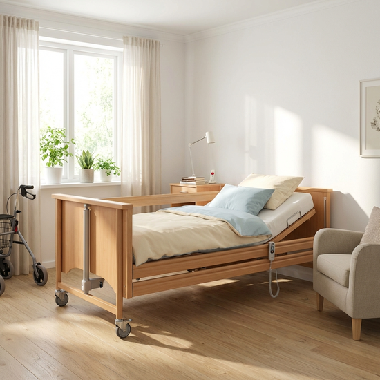 Seniorenbett in einem hellen Zimmer