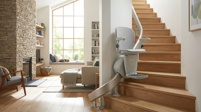 Treppenlift in einem hellen Einfamilienhaus