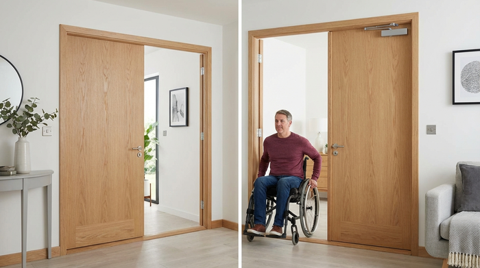 Fertiggestellte, breite rollstuhlgerechte Zimmertür