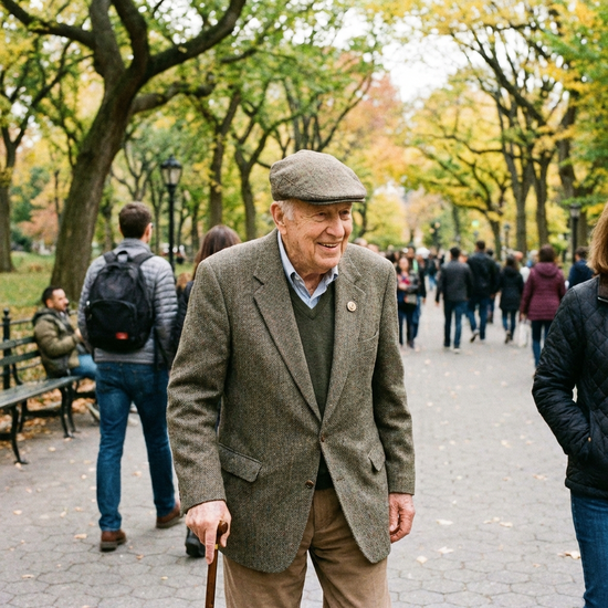 Diskreter Sturzsensor an der Kleidung eines älteren Herrn