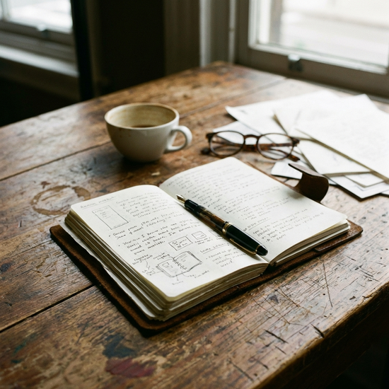 Notizbuch mit Stift auf einem Tisch