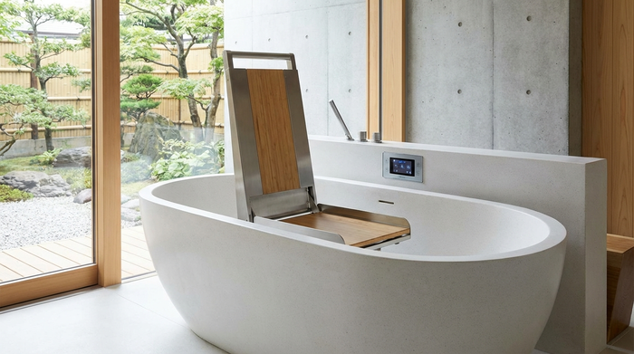 Elektrischer Badewannenlift in einer modernen Badewanne