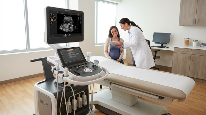 Modernes Ultraschallgerät in einer ärztlichen Praxis