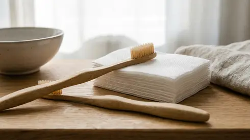 Sehr weiche Zahnbürste und saubere Vlieskompressen