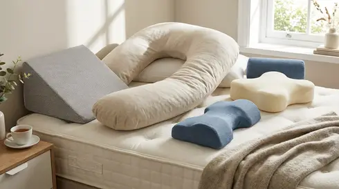 Spezielle weiche Lagerungskissen auf einer Matratze