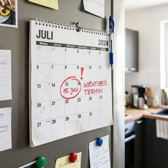Wandkalender mit einem rot markierten wichtigen Datum