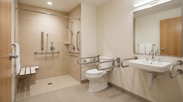 Sicheres, barrierefreies Badezimmer mit Haltegriffen