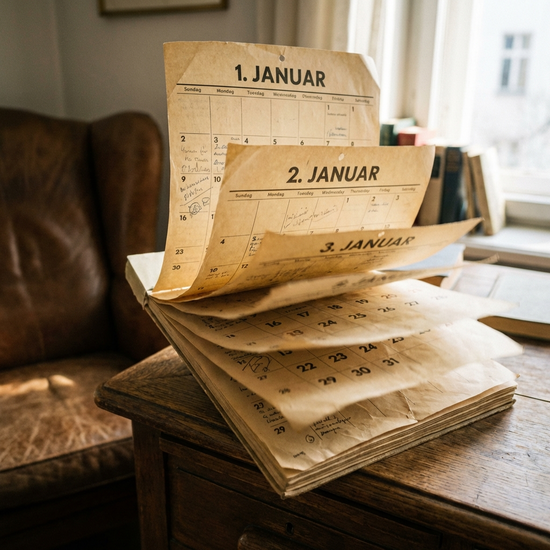 Kalenderblätter werden umgeblättert
