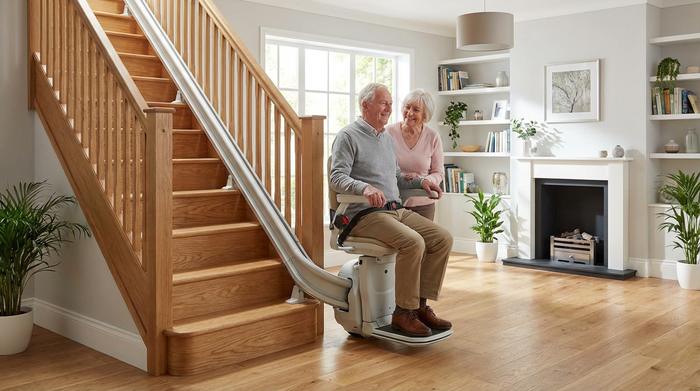 Sicherer Treppenlift in einem gepflegten Einfamilienhaus