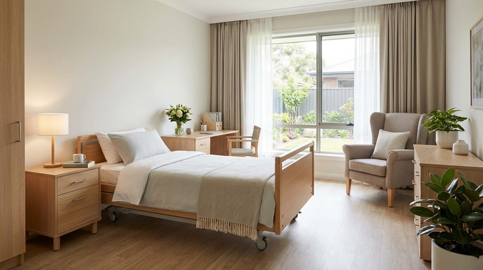 Sauberes und ordentliches Pflegezimmer