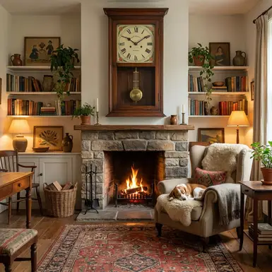 Wanduhr im gemütlichen Wohnzimmer