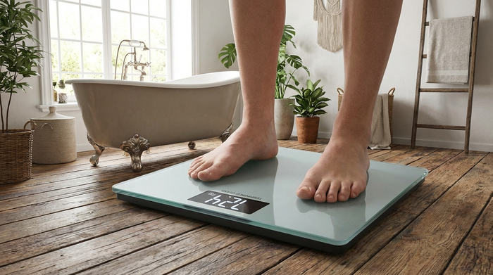Digitale Personenwaage im Badezimmer