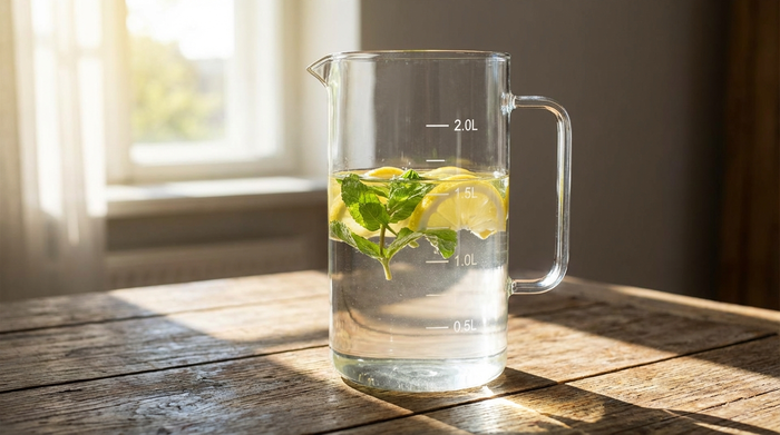 Wasserkaraffe mit markierten Füllmengen