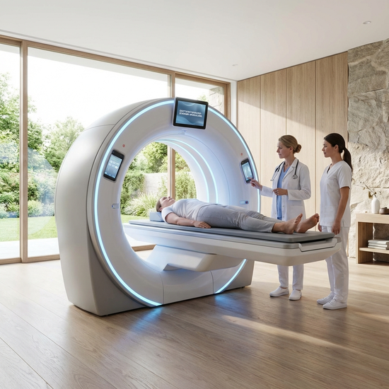 Modernes medizinisches Gerät zur schonenden Untersuchung in einem sauberen Behandlungsraum