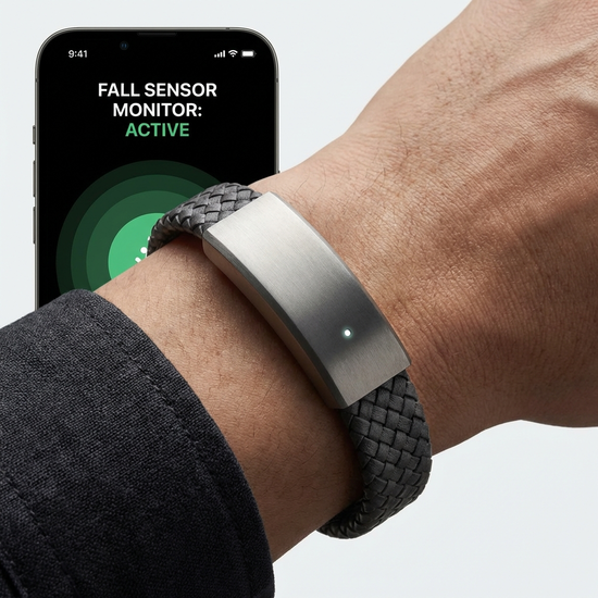 Modernes Armband mit unsichtbar integriertem Sturzsensor