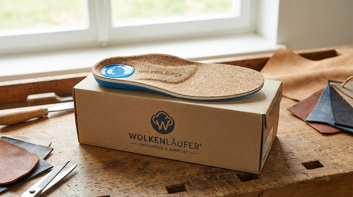 Bequeme Schuheinlegesohle auf einem Schuhkarton