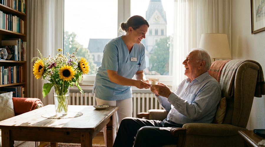Pflege zu Hause in Neuss: Ambulanter Dienst oder 24-Stunden-Betreuung?